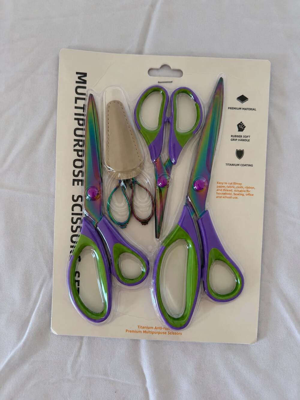 3 Pieces Multipurpose Scissors Set Titanium Coated Stainless Steel